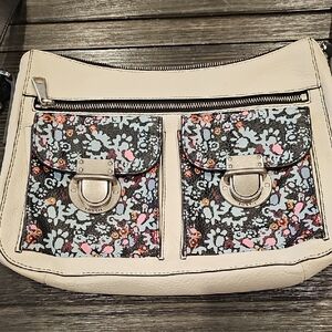 Fossil Cream Crossbody Bag with Floral Accents